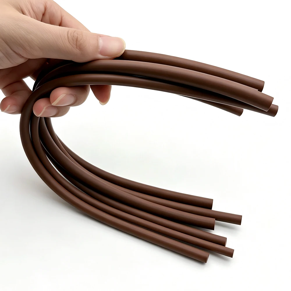 Brown Solid FKM Vitons Cord 1-5M Non Foaming High Temp Oil Resistant Fluororubber Strip for Car Door Engine Machinery Sealing