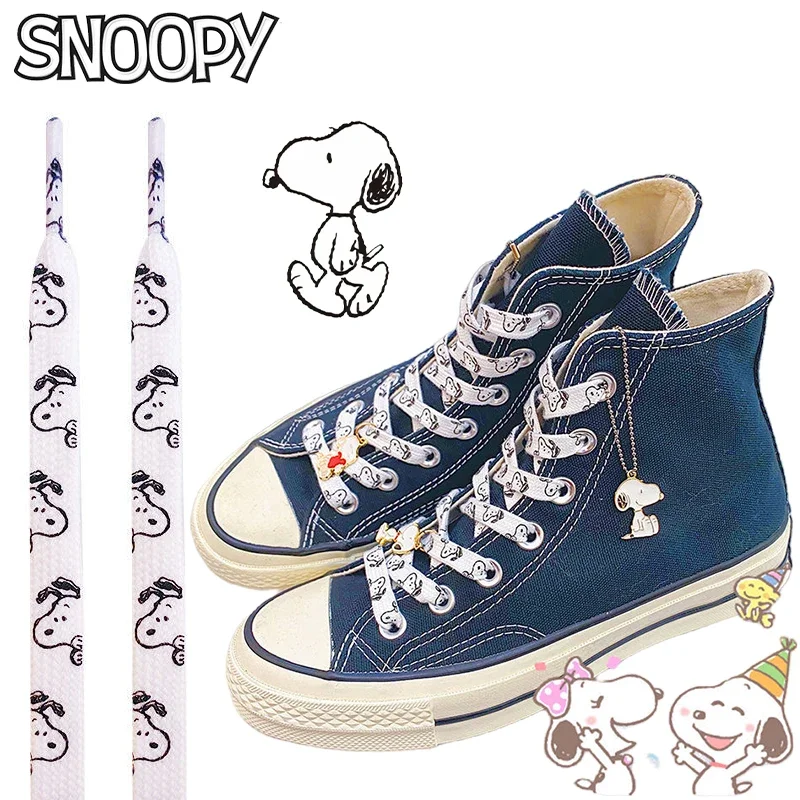 1 Pair Snoopy Thicken Laces for Sneakers No Elasticity Flat Shoelaces Shoe Laces for Shoes Classic Soft Shoestrings 120-160cm