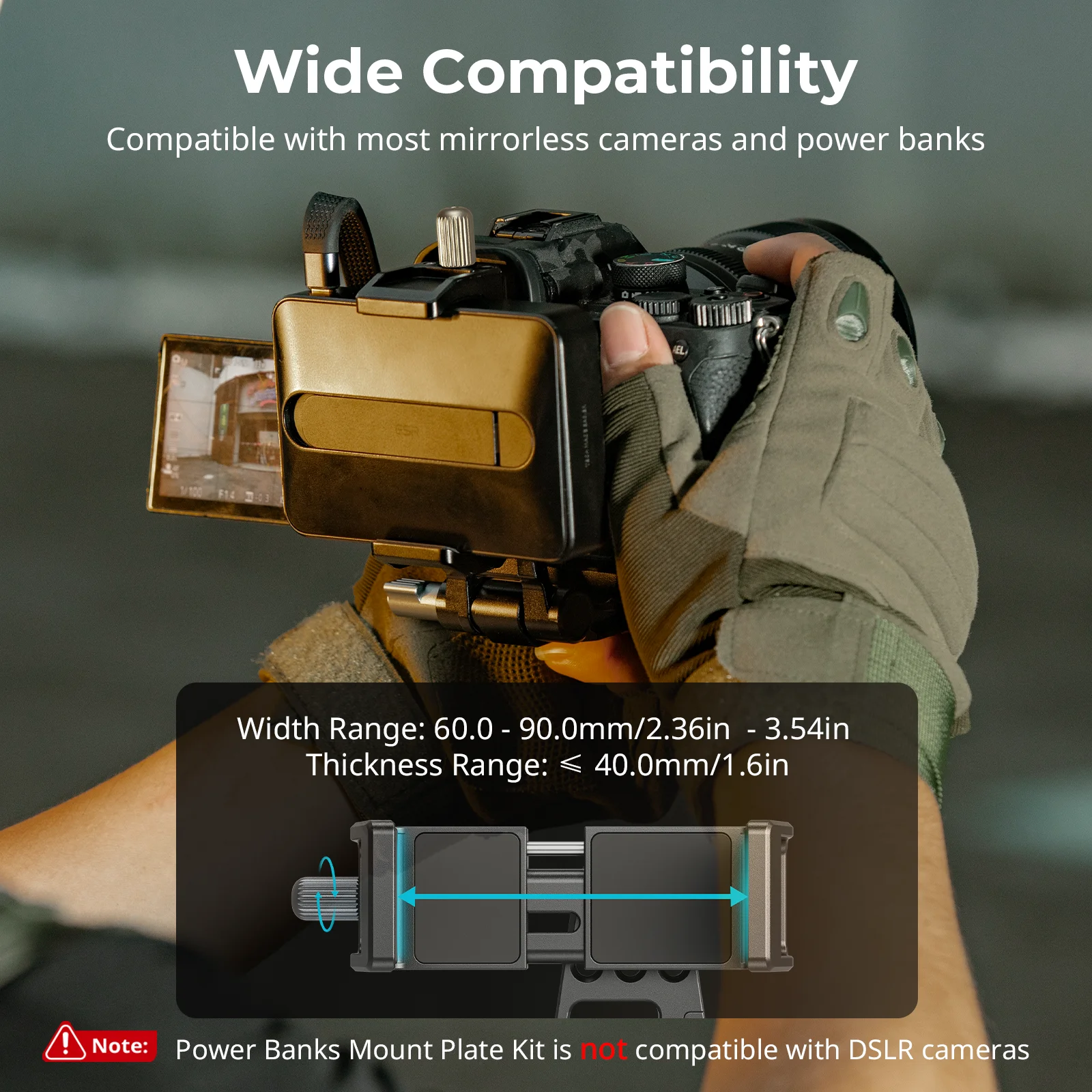 Kit de placa de montaje SmallRig Power Banks para cámaras sin espejo, con placa de liberación rápida para Arca-Swiss, ajustable -4695