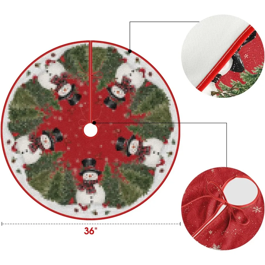 كاردينالز سيدار ثلج مع وشاح تنورة شجرة عيد الميلاد لعيد الميلاد الشتاء عطلة حفلة الديكور الداخلي والخارجي 36 بوصة فريدة من نوعها #6