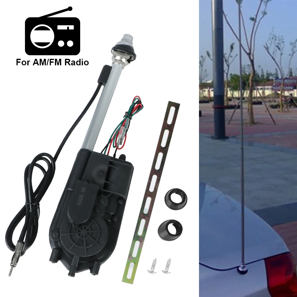 12V Aerial Fitting Kit Exterior Vehicle Aerials Automatic Telescopic Antenna Universal For Car SUV AM FM Radio Electric Power