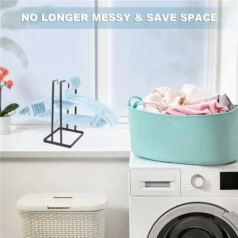 ABKS-Hanger Storage Organizer, Hanger Stacker Rack For Laundry Closet, Hanger Caddy Stand For Adult Or Child Clothes Hangers