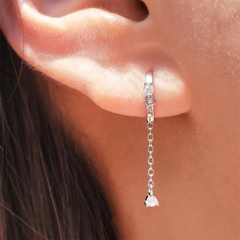 1 Paar hochwertige Silberohrringe der Serie 925 aus Sterlingsilber, luxuriöse Creolen, CZ-Ohrringe, Modeschmuck – Detail 21