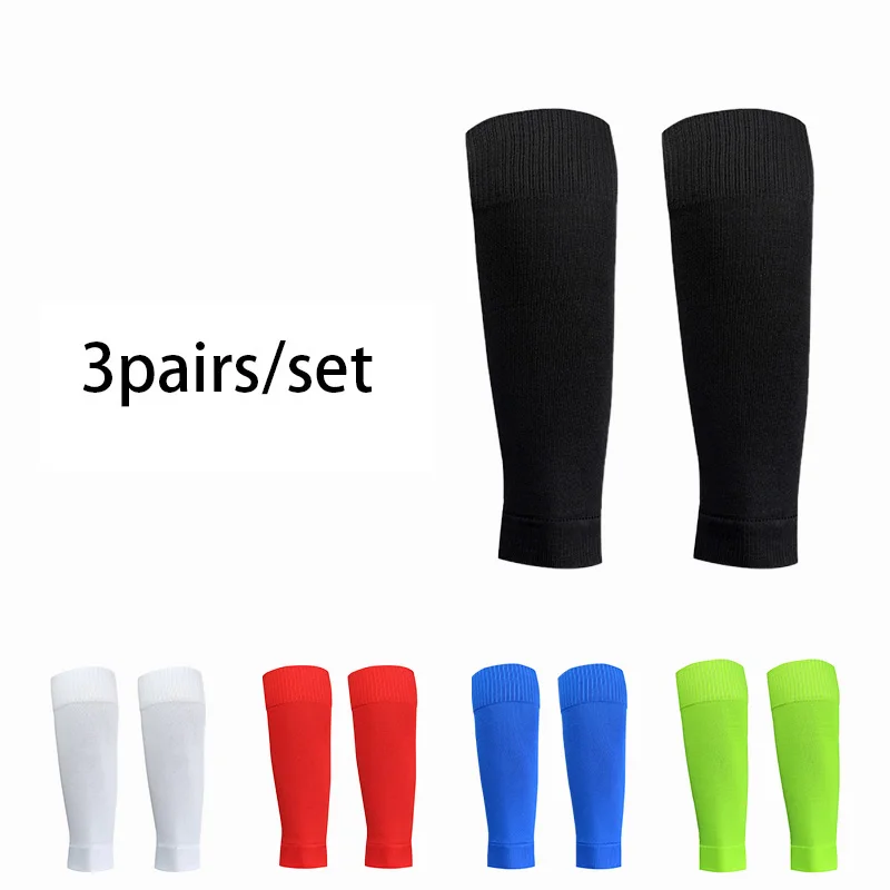 

3 pairs New Football Socks Shin Pads Leg Cover Men Women Grip Cutsocks