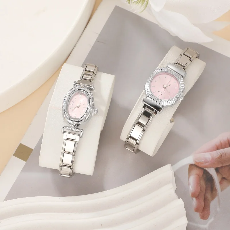 1PC High Quality Shiny Stainless Steel Round Oval Pearl Watch DIY 9mm Width Bracelets Jewelry Men Women Christmas Gift Wholesale