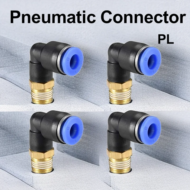 PL Elbow Pneumatic Fitting OD 4mm 6mm 8mm 10mm 12mm Male Thread 1/8