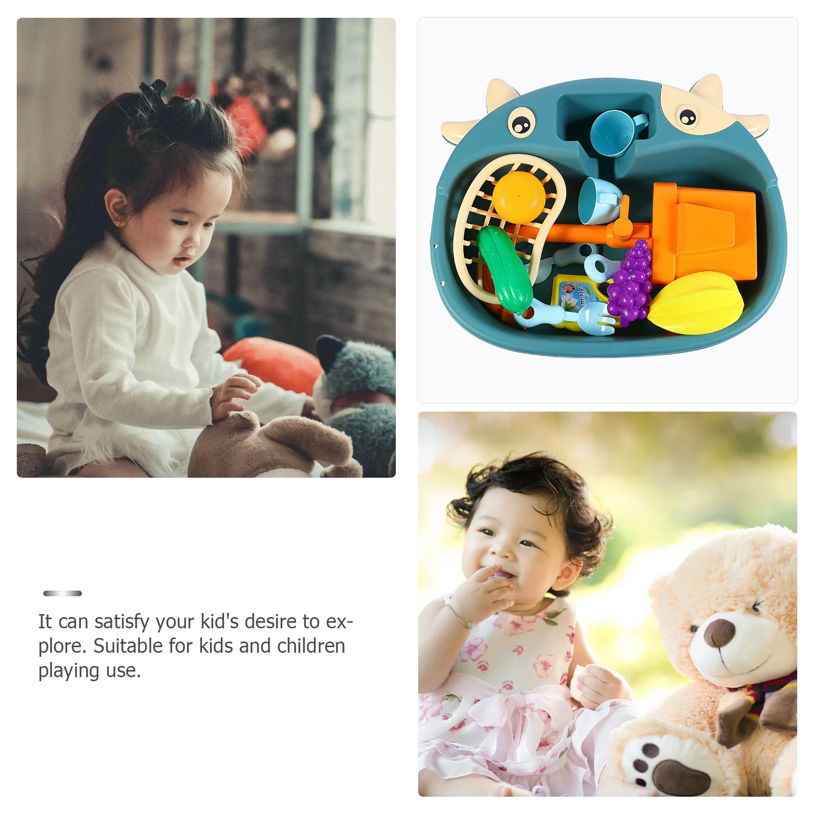 1 set 1 Set Plastic Simulation Electric Dishwasher Kids Kitchen For Pretend Play Educational Water Sink Developmental Learning