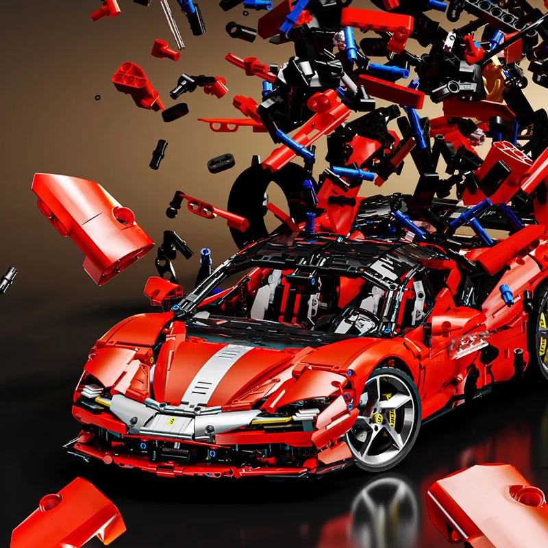 4100 Uds. Técnico SF90 Stradale supercoche rojo modelo de bloques de construcción coche deportivo montaje ladrillos juguetes para niños colección exhibición