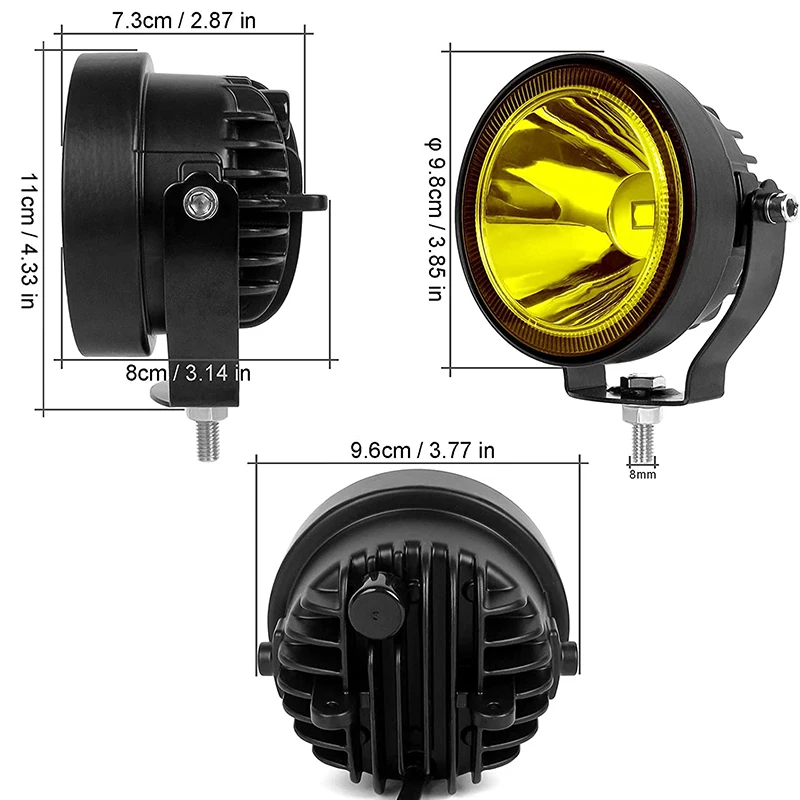 4 Inch Led Work Light 12V 24V 4x4 Offroad 60W 14000lm Super Bright Spotlights Motorcycle Round Fog Light White Amber 2pcs 4.8