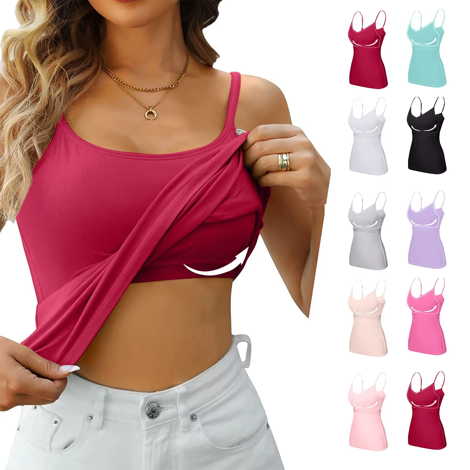 Summer Female Tanks With Chest Pad Basic Solid Sleeveless T shirts Women Slim Halter Neck Off-shoulder Camisole Tops Tees