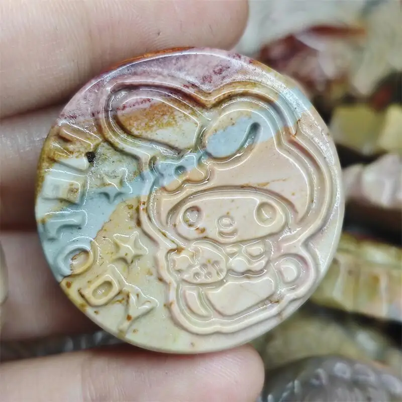 Natural Alxa Agate Cartoon Mini Carving Crystal Love Healing Fengshui Gemstones HomeDecoration Holiday Gift 1PCS