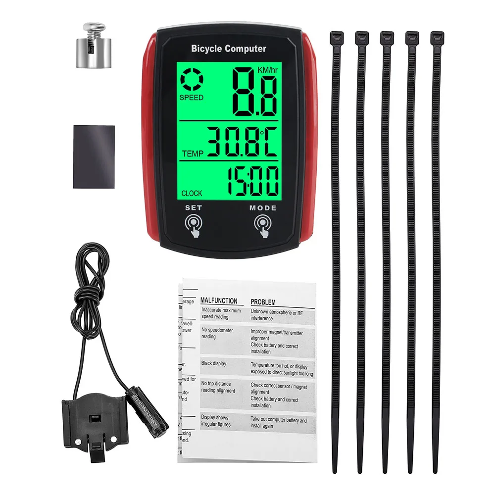 Nacht Fietsen Backlit Voor Dag Engelse Waterdichte Fiets Accessoires Lcd Computer Snelheid Kilometerteller Bedraad Snelheidsmeter Voor Fiets Fiets Fiets