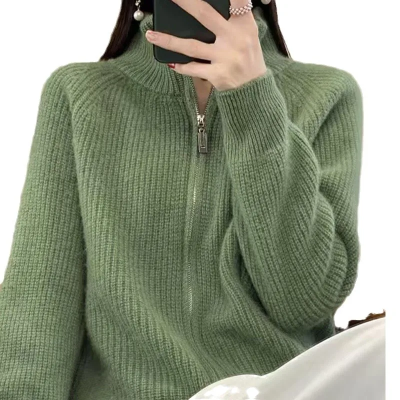 سترة نسائية جديدة لخريف وشتاء 2025 شبه الياقة المدورة سترة محبوكة متعددة الاستخدامات فضفاضة غير رسمية متعددة الاستخدامات #5