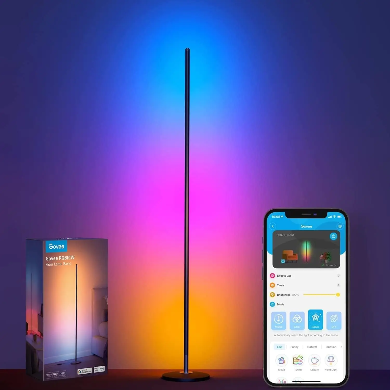 

Govee RGBIC Floor Lamp, LED Corner Lamp Works with Alexa, Smart Modern Floor Lamp with Music Sync and 16 Million DIY Colors,
