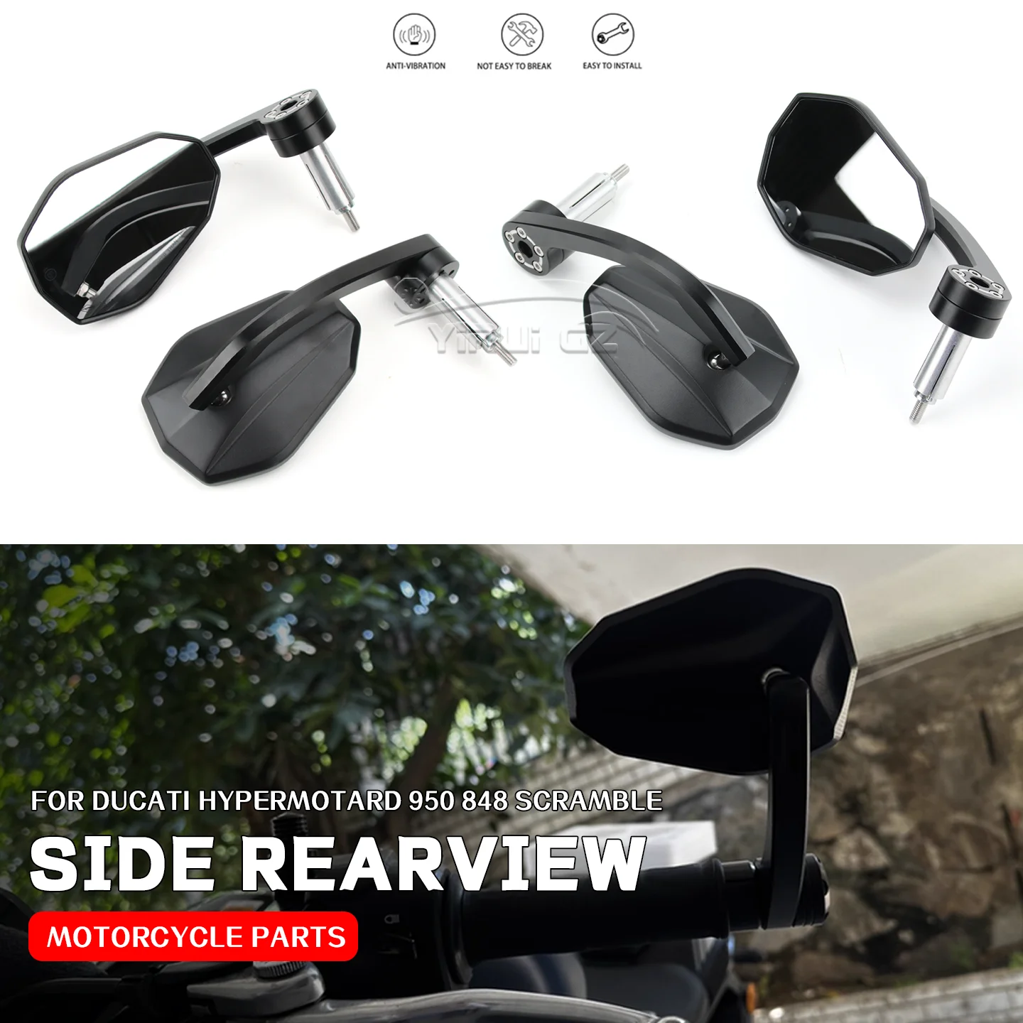 

For Ducati hypermotard 950 848 Scramble hypermotard 950 Motorcycle Bar End Mirror Handlebar End Side Rearview Mirror Wide Vision
