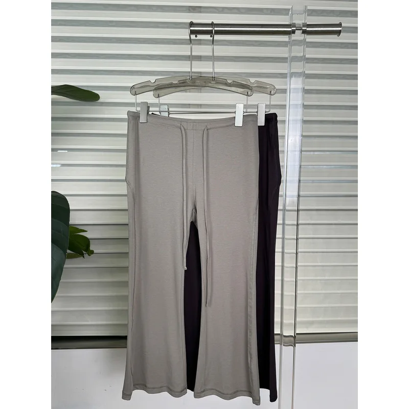 Women Soft Modal Drawstring Flared Pants High Stretch Slim Trousers Casual Yoga Workout Drawstring Pants Solid Color Legging