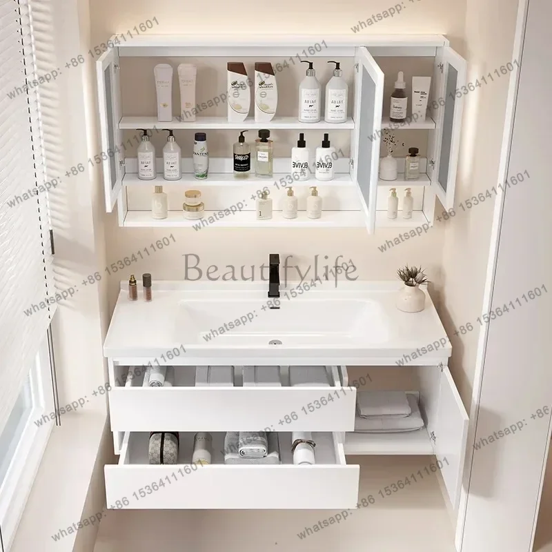 YJ Aesthetic Faucet Bathroom Cabinet Desk Unique Sink Dresser Drawer Sink Shelves Bathroom Cabinet Modern Tocador Trendy Furnitu