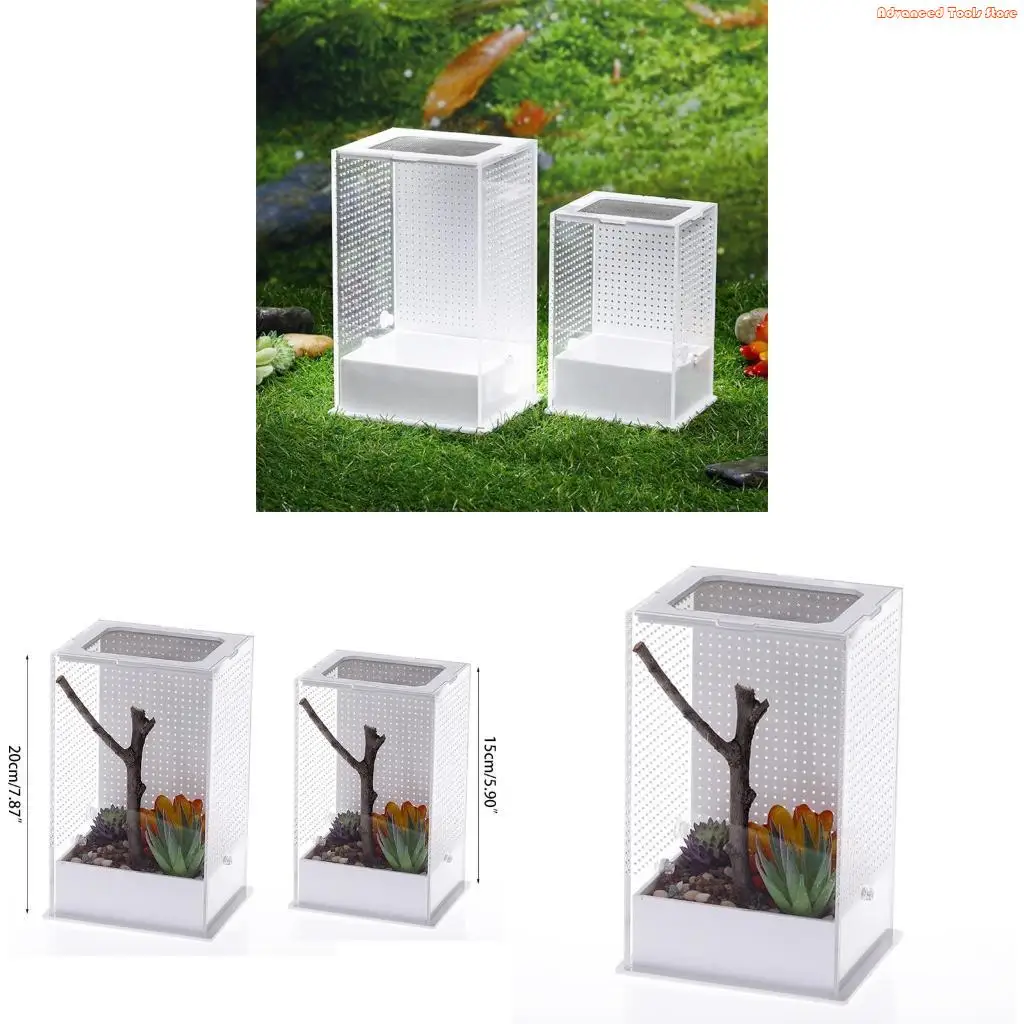 Insect Feeding Box Plastic Transparent Breeding for Case for Spider Horned for Frog Mantis Small Snake W91B