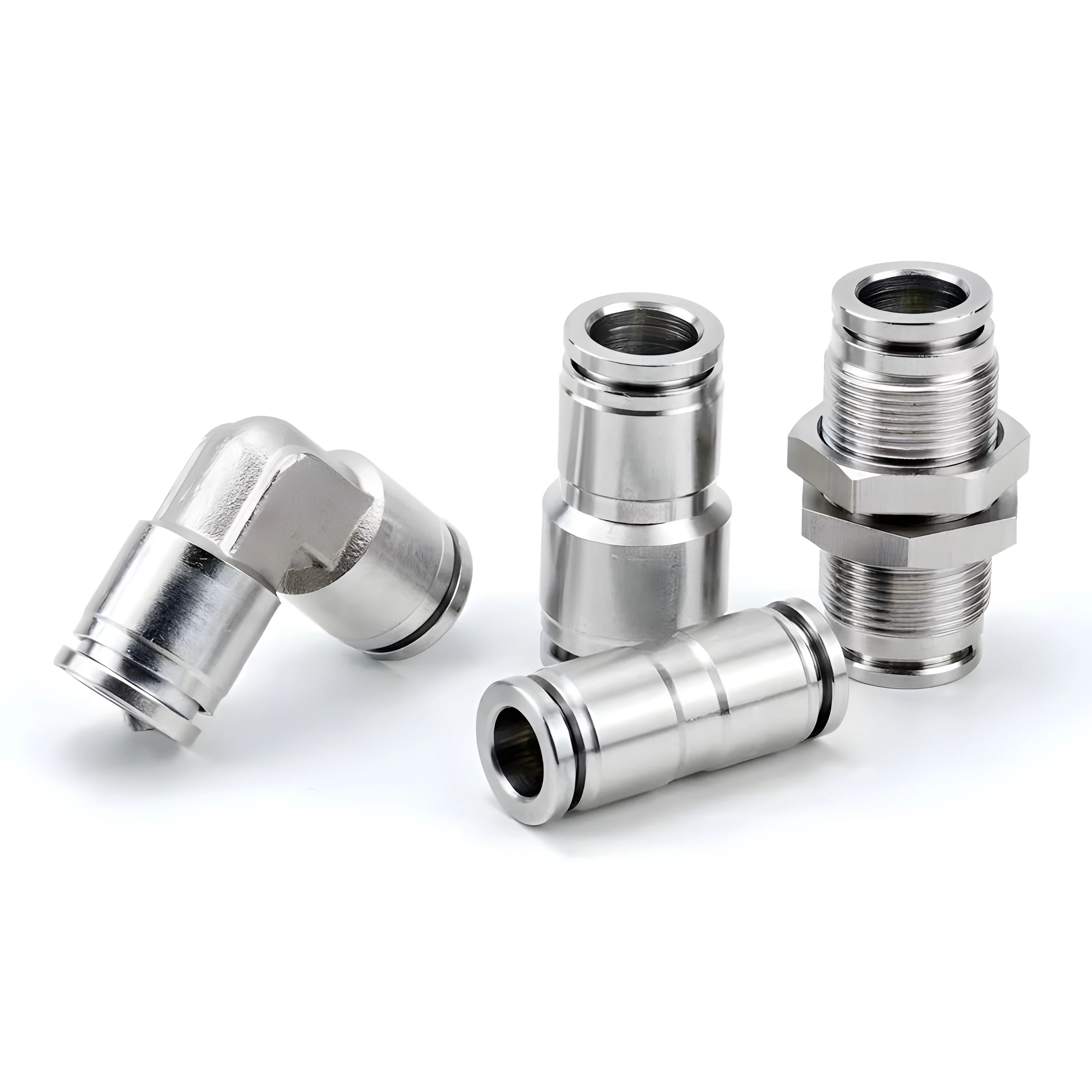 Pneumatic Hose Fitting 304 Stainless Steel PC/PV/PE/PY/PM Air Tube Connector OD-4-6-8-10-12mm BSP Quick Release Pipe Fittings
