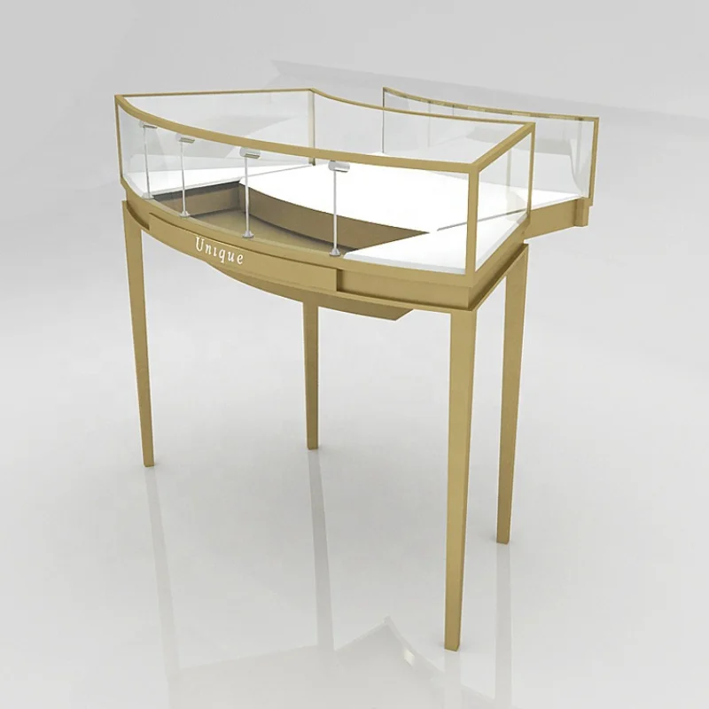 

Custom boutique luxurious custom aluminum glass jewelry display cabinet counter showcase