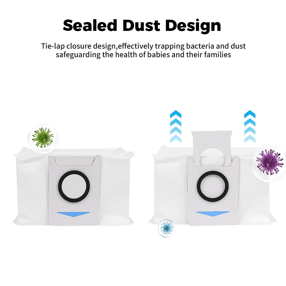 كيس جمع الغبار ل Ecovacs Deebot X1 OMNI/TURBO/T10 OMNI/TURBO/T20 Pro مزبلة كيس النفايات مكنسة كهربائية روبوت كيس لجميع الغبار