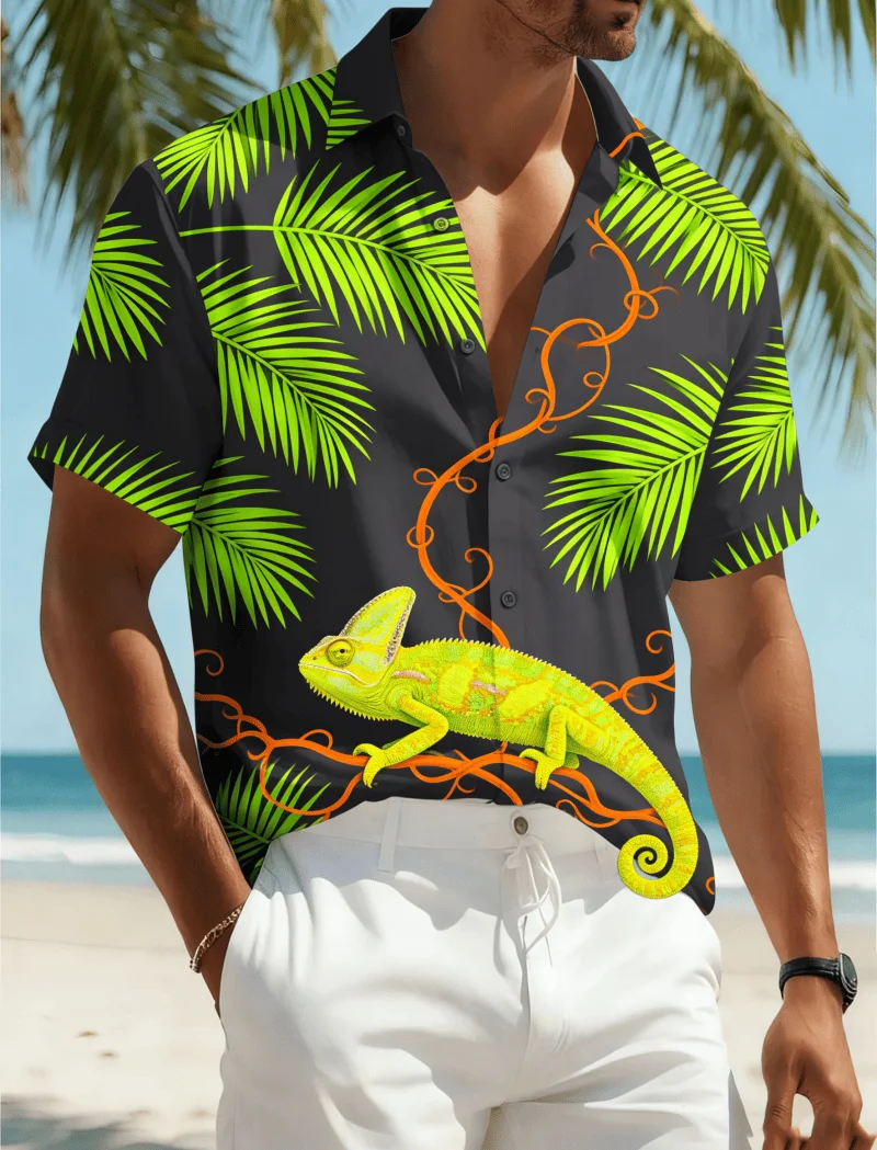 

Men's Sunny Floral Print Short Sleeve Shirt Summer Casual Fashion For Daily Wear Holiday Beach And Street Style Outfits