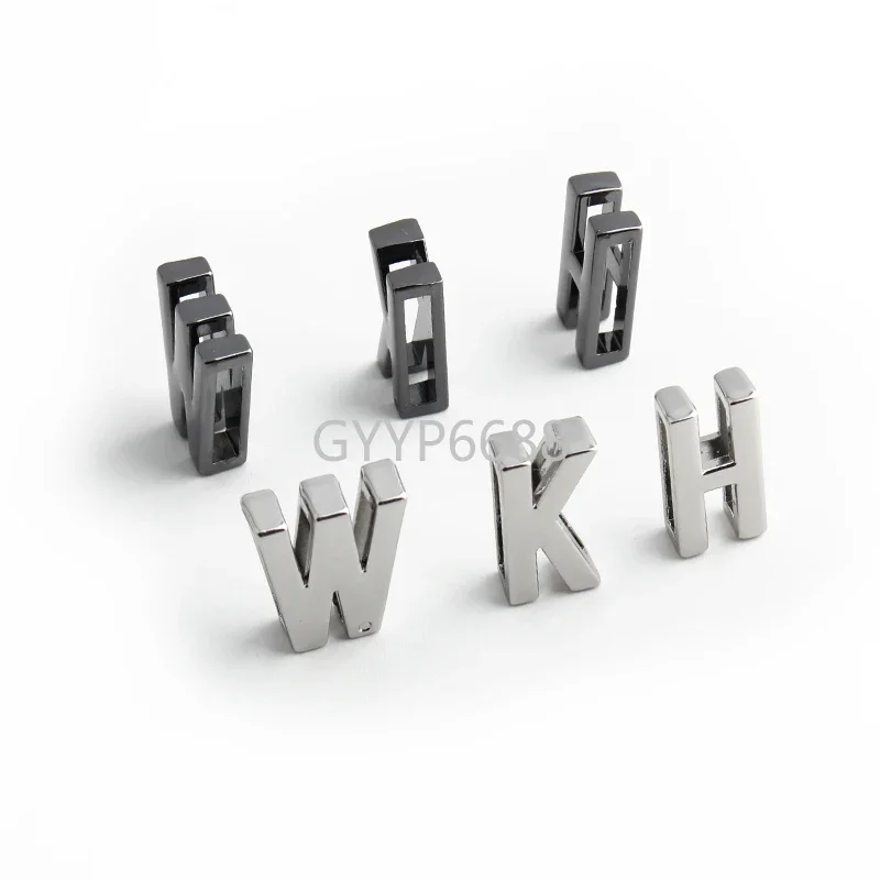 10/100PCS 19MM Full Metal A-Z Alphabet Slide Letters For DIY Wristband Bracelet Charms Keychain Bags Belt Decoration Accessories