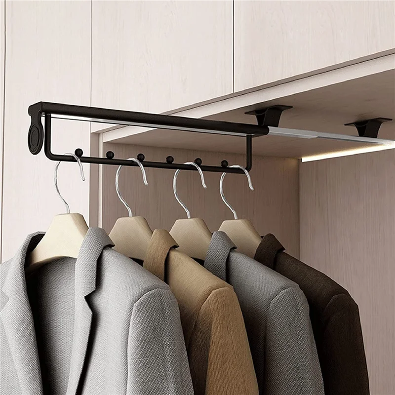 Extendable Clothes Rail for Pulling, Cupboard Ceiling Mounting, Wardrobe Rail, Clothes Hanger Extendable 30cm