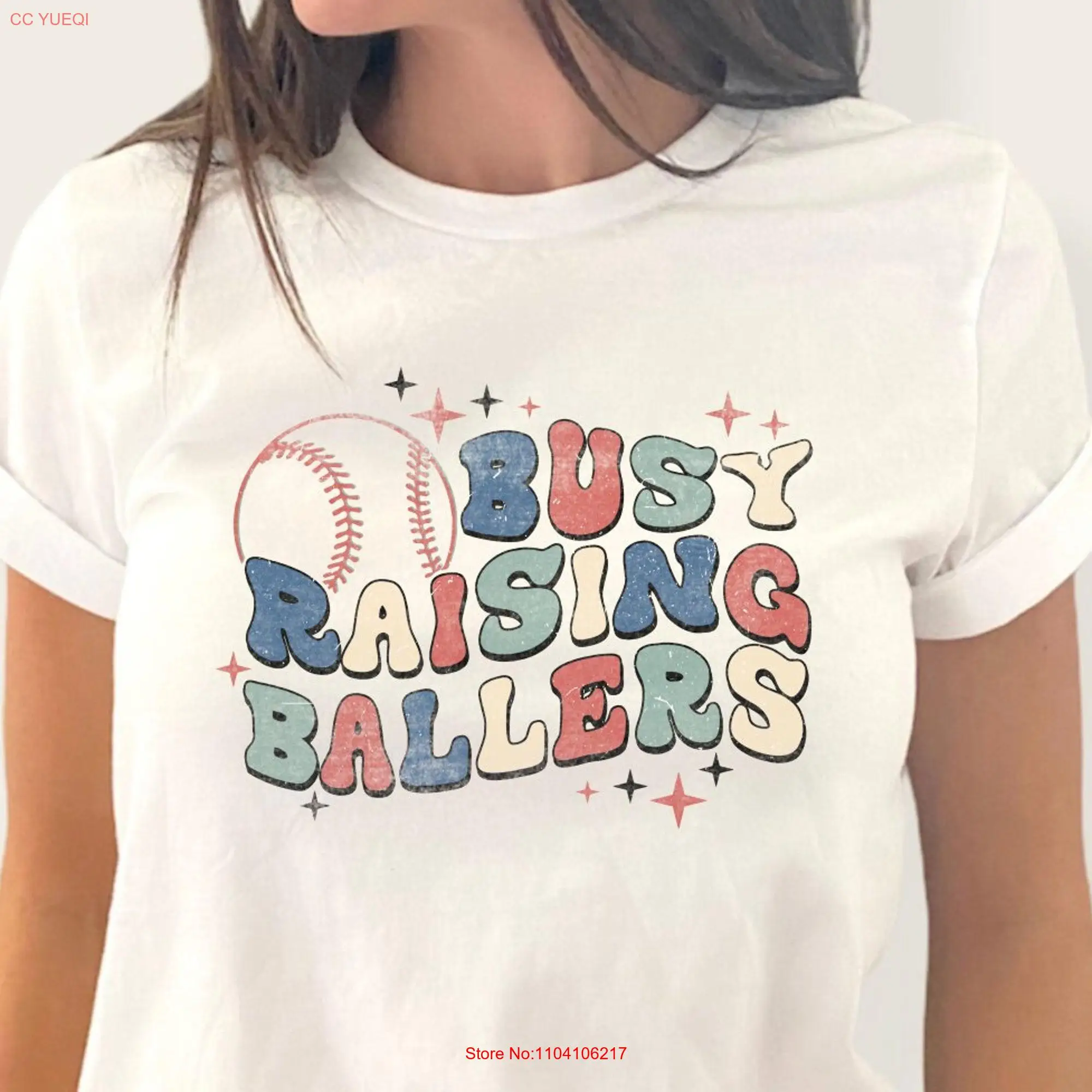 Busy Raising Ballers Womens Baseball Game Day T Shirt Mom Sports Softball Vibes long or short sleeves