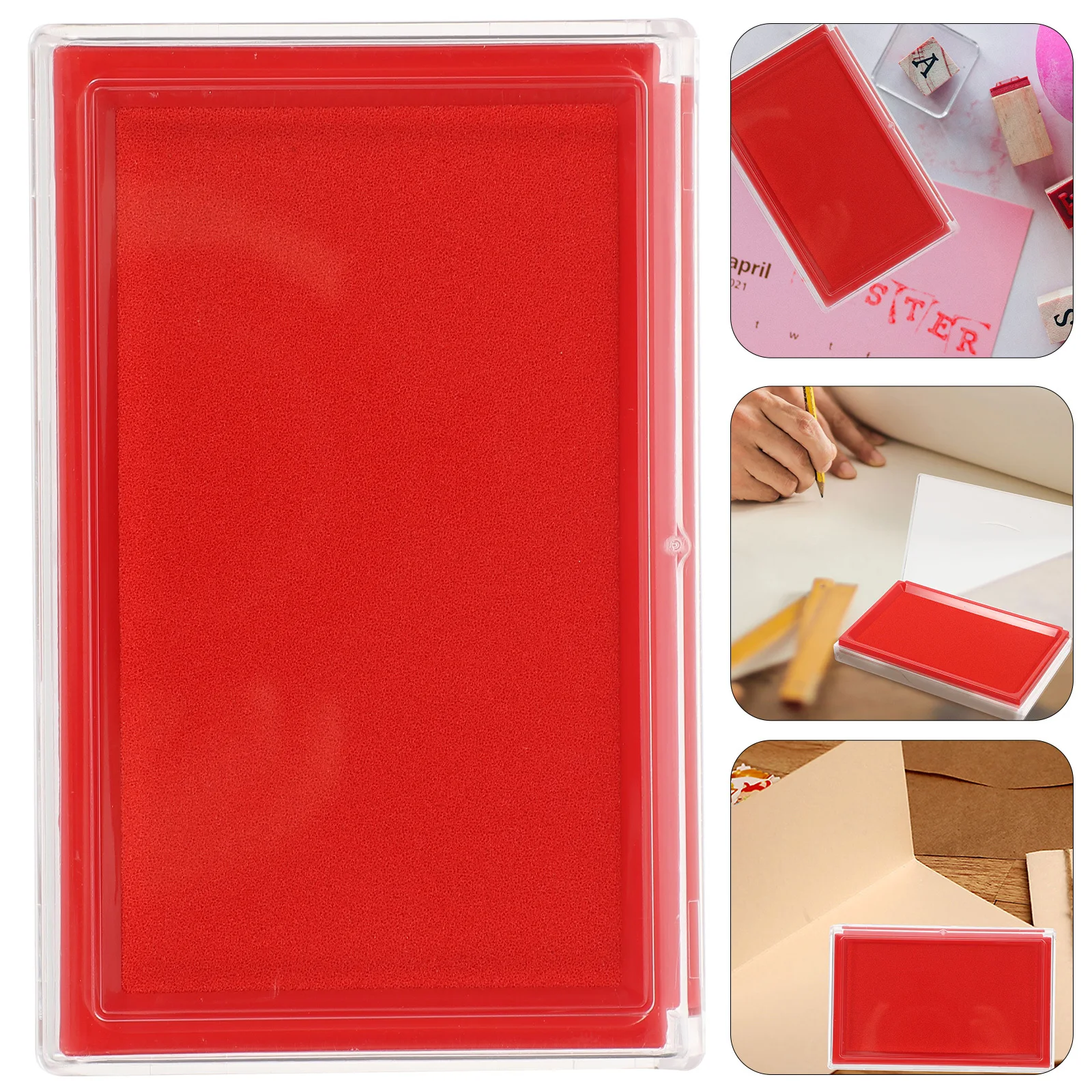 Red Ink Pad Clear Box For Calligraphy Painting Students Artwork Supply Portable Inkpad Multipurpose Durable