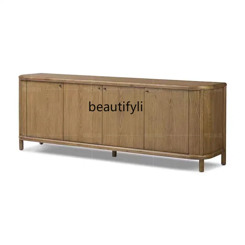 

A4567 French Retro Solid Wood Sideboard Cabinet Living Room Storage Hotel Homestay Storage Cabinet American Country Entryway Cab