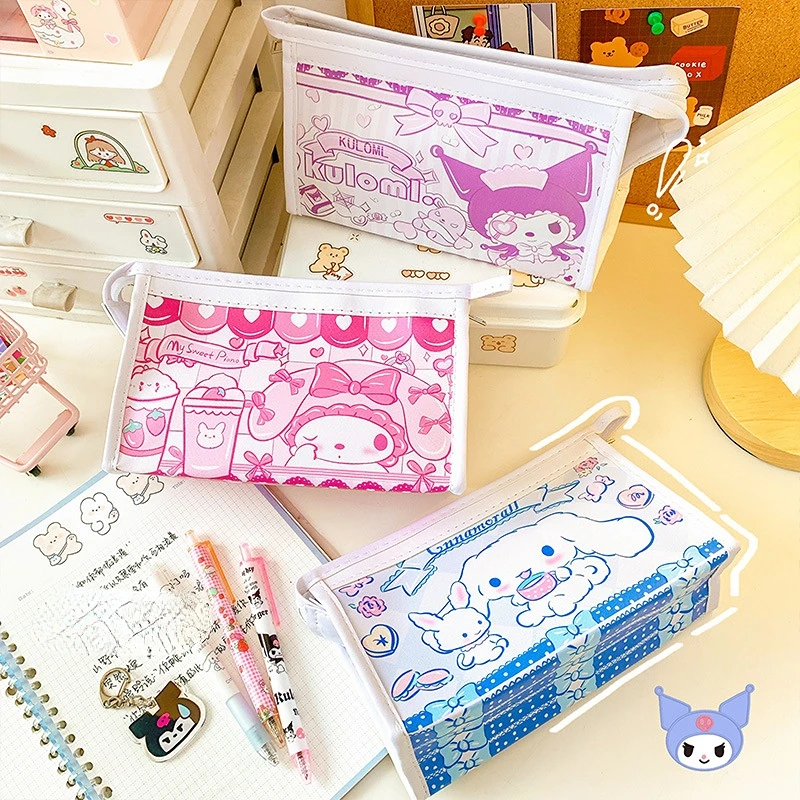 Sanrio Hello Kitty Kuromi My Melody Cinnamoroll Cute Cartoon Pencil Bag Girl School Student Large Capacity Stationery Box