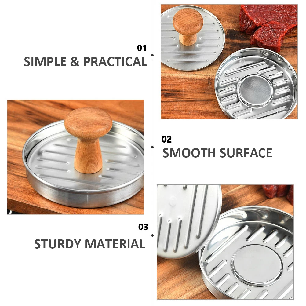

2Pcs Stainless Steel Burger Press Tool Meat Pressing Mold Patty Maker Cooking Gadget