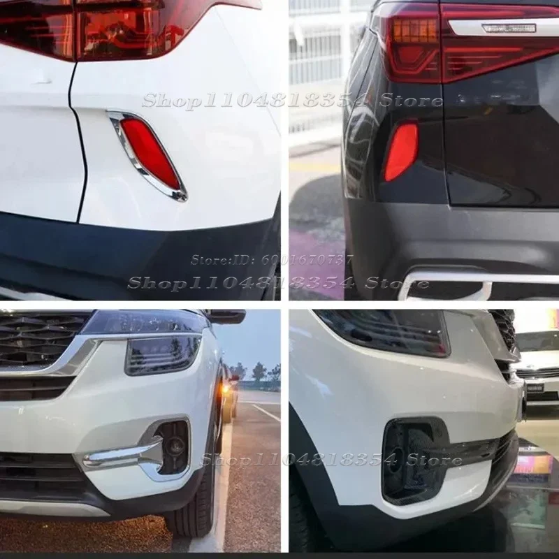For Kia Seltos 2019 2020 2021 ABS Chrome Front rear Fog light lamp Trim Bezel Hood Cover Sticker decoration cAR Styling
