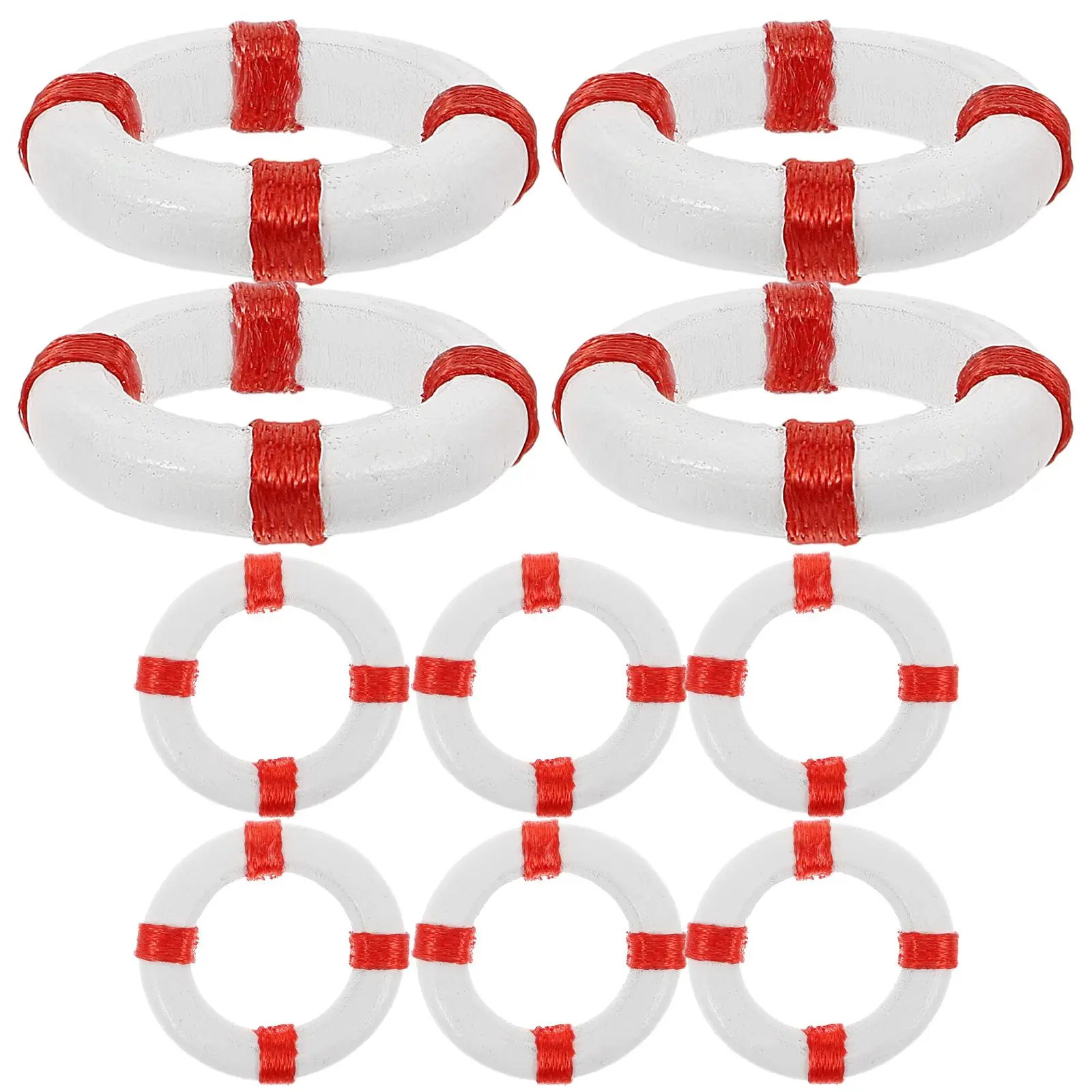 10PCS Holz Ornamente Mini Miniatur Spielzeug Rettungsring Spielzeug Pool Strand Dekorationen Garten Mini Rettungsring Liefert