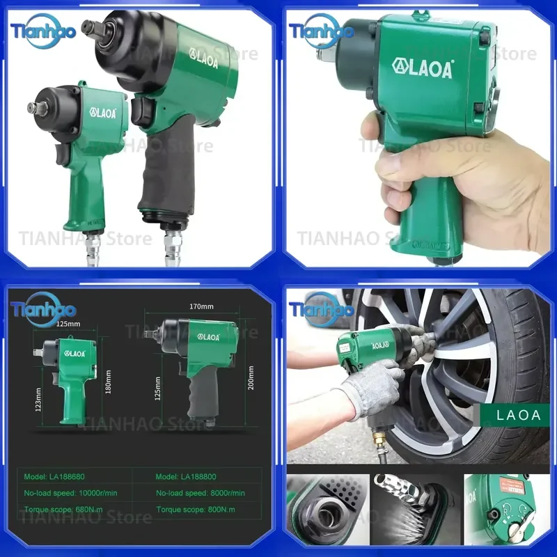 for Aluminum Pneumatic Torque Wrench 1/2 Inch Impact Air Spanner Forward Reverse Speed Adjustable Heavy Duty Auto Repair Tool