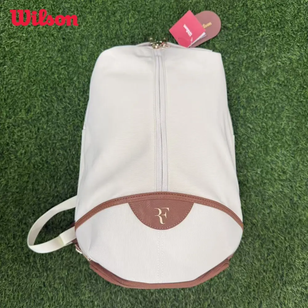 

Wilson 2025 New RF Lawn Collection Tennis Backpack Cream Federer Large Capacity Multi Functional Professional Tennis Backpack