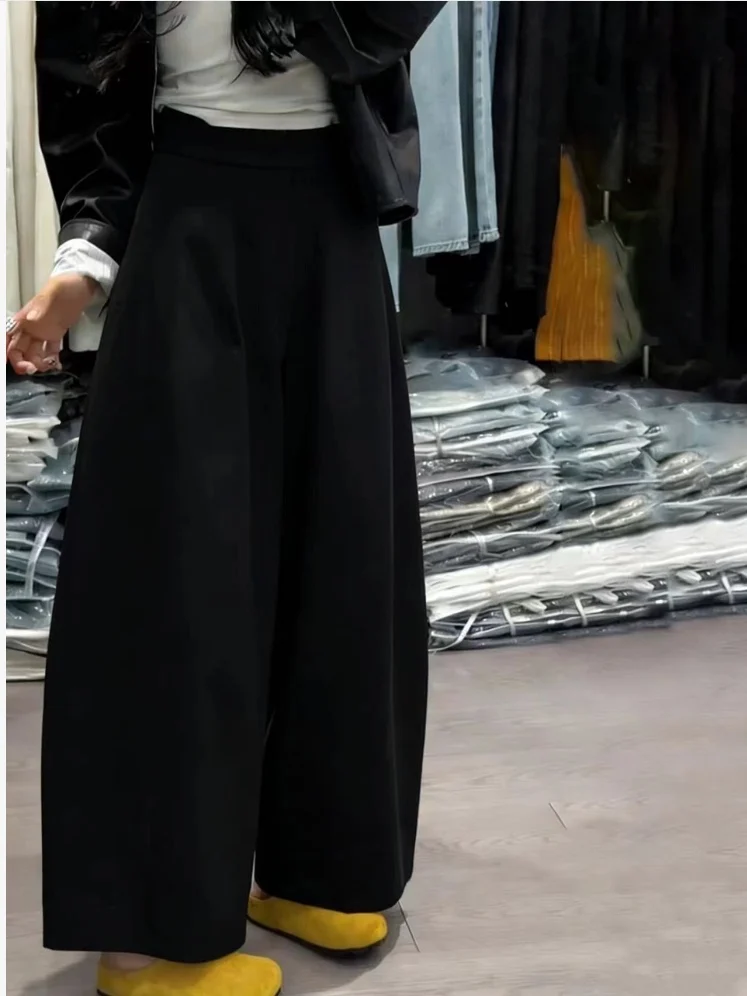 High Waist Wide Leg Cotton Pants Women Loose Comfortable Straight Cut Trousers Simple Match All Season Casual Trousers
