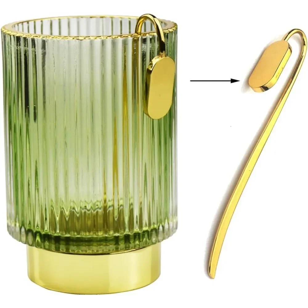 

Держатель для ручек из толстого стекла, милый декоративный держатель для ручек, настольная чашка, держатель для кистей для макияжа для домашнего офиса (зеленый)