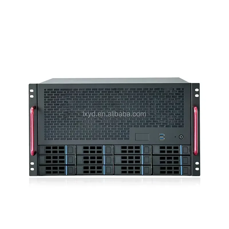 12 Bay NAS Chassis 6U Rackmount Server Case with ATX Power Supply and Motherboard for SMB Home Storage Data Center Network