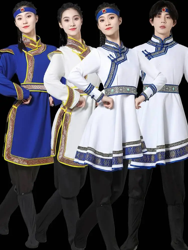 New Mongolian dance Unisex Multi Color Mongolian Dance Costume Group Dance Exam Stage Performance Competition Outfit