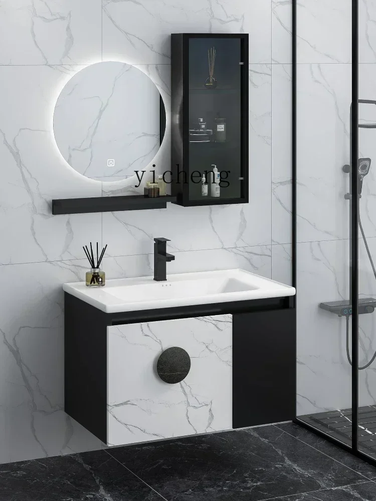 i10.10-Combination Multi-Layer Solid Wood Bathroom Cabinet Bathroom Smart Mirror Washstand Washbasin