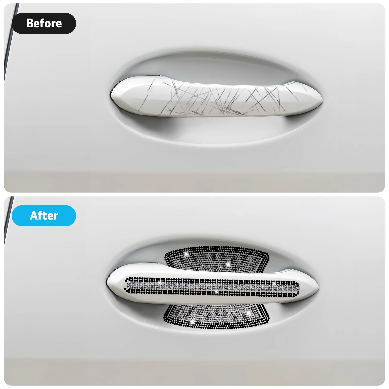 

1 set 1 Set Car Door Handle Scratch Protector Rhinestone Pvc Door Handle Bowl Guard For Automotive Exterior Car Supplies