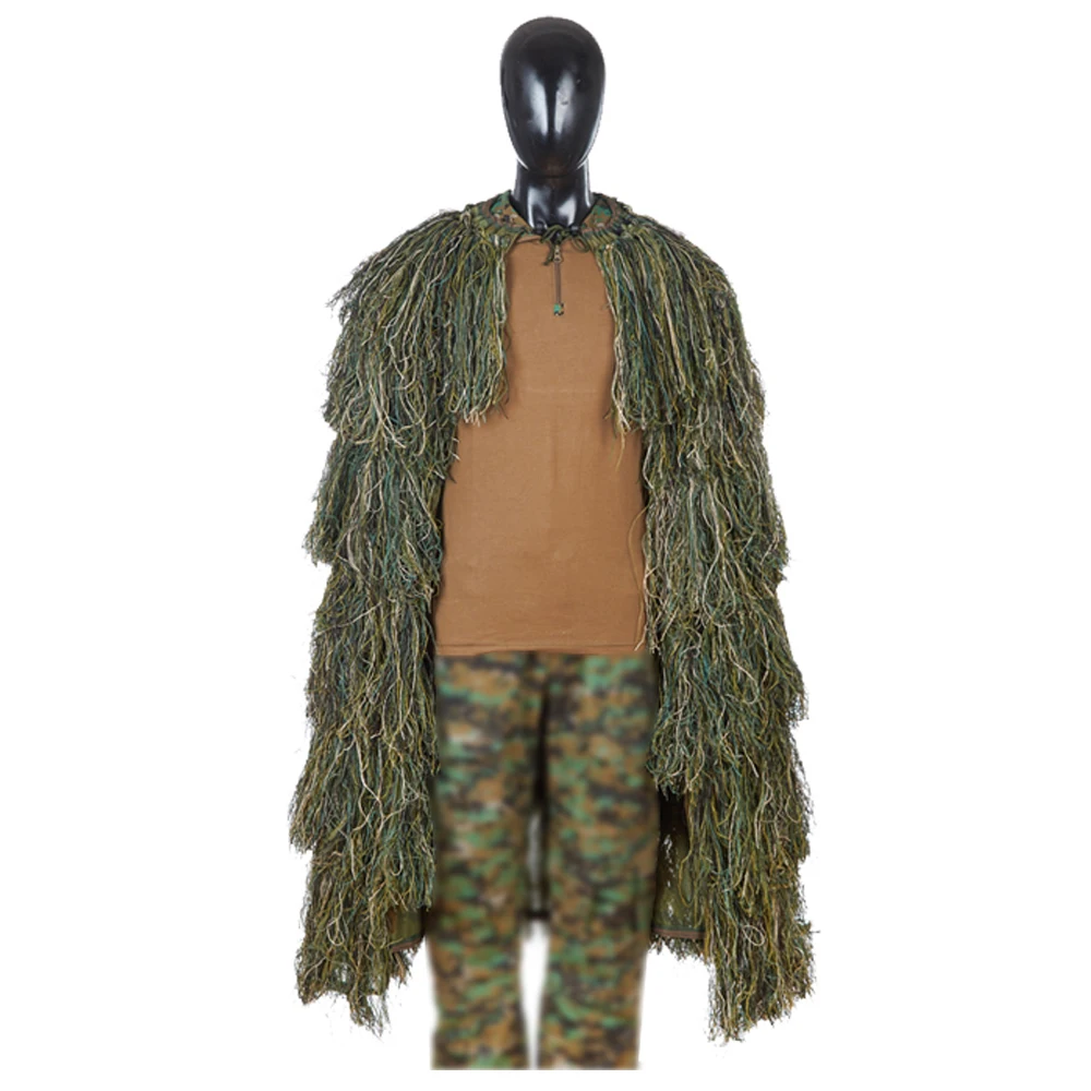 Leichtes Ghillie Poncho taktisches Scharfschützen Ghillie Top für Airsoft Paintball Ghillie Poncho Anzug Wald – Detail 1