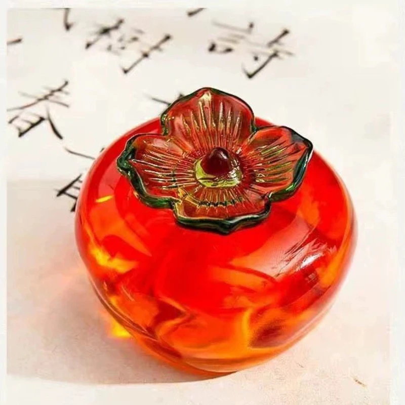 Chinese Calligraphy Crystal Paperweight Chinese Style Persimmon-shaped Brush Rest Portable Paper Press Creative Study Ornaments