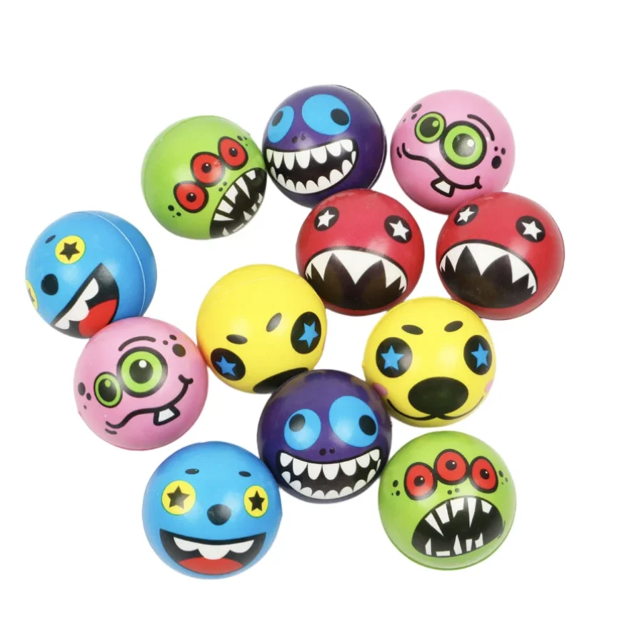 12PCS Squeezing smiley face PU funny foam expression soft ball toy sponge pressure ball children's adult sports toy ball