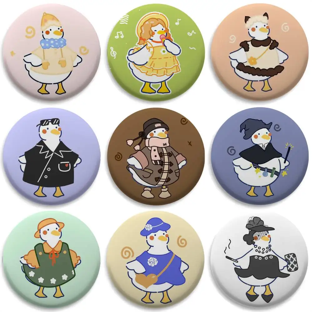 

Cute Cartoon Duck Girl Badges Round Exquisite Badge Brooches Creative Pins For Clothes Hat Backpack Gift Accessories