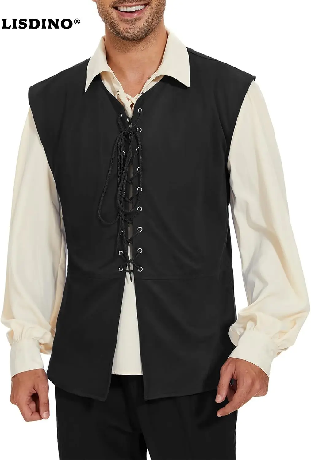 

1Renaissance Costume Mens Pirate Vest Medieval Ren Faire Viking Gothic Steampunk Halloween Cosplay Waistcoat