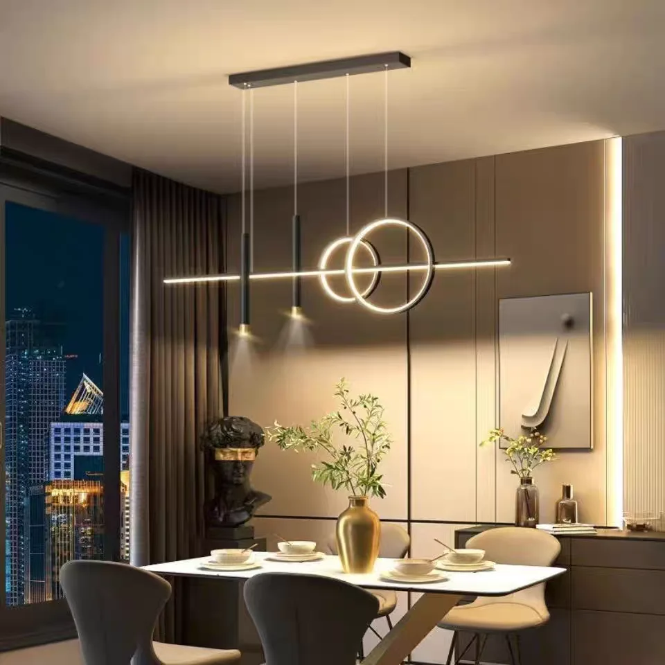 

Modern Dining Room Pendant Light Home Indoor Decor Living Room Ceiling Chandelier LED Line Lamp Hotel Bar Table Lustre Fixtures