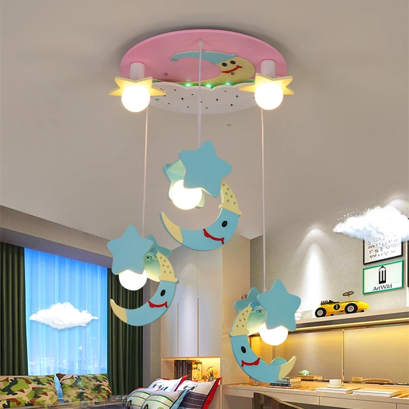 Nordic moon ceiling light Girl kawaii room decor modern scandinavian lamp bedroom interior smart led indoor cute nursery lights